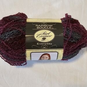 1 Skein Purl Essence Rainbow Boucle Yarn #4 Aran #113 Black Grey Red Pink 621 yd